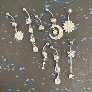 ALL Brand New & Never Worn Silver Belly Button Ring Set